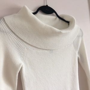 Open shoulder white sweater